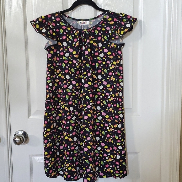 Dot Dot Smile 8/10 Girls Black Floral Dress Made In USA - Picture 1 of 6